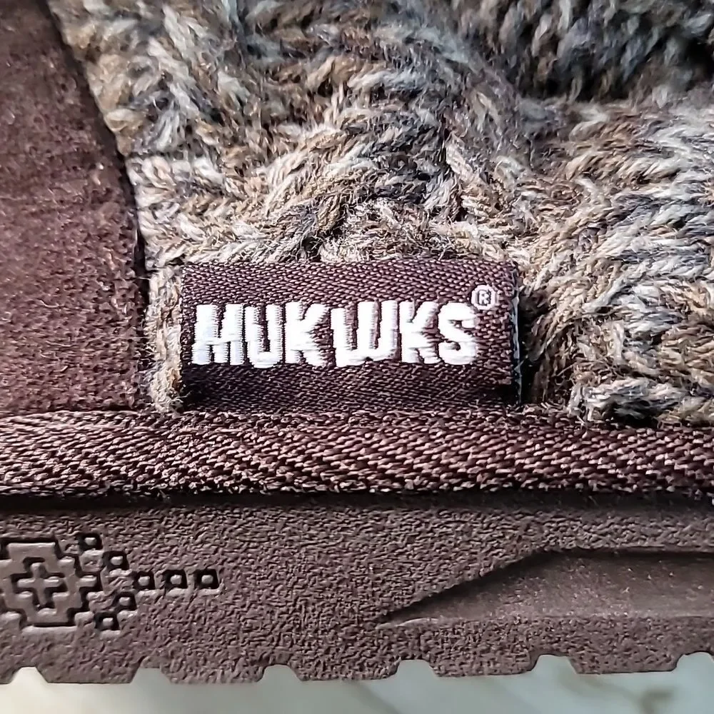 Mukluks Muk Luks Shelly Sweater Cardigan Knit Boots‎ Size 8 Brown Heathered